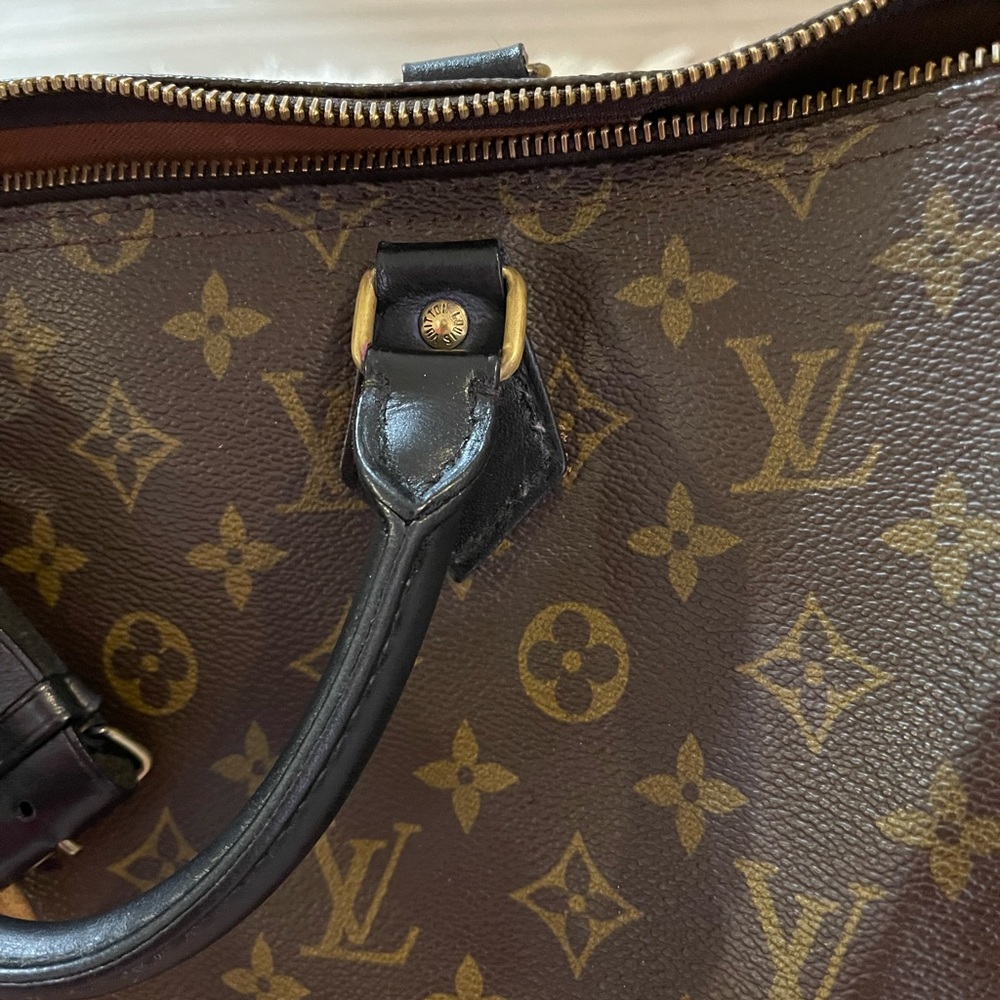 Louis Vuitton Brown Monogram Satchel with Gold Accents - Picture 12 of 15